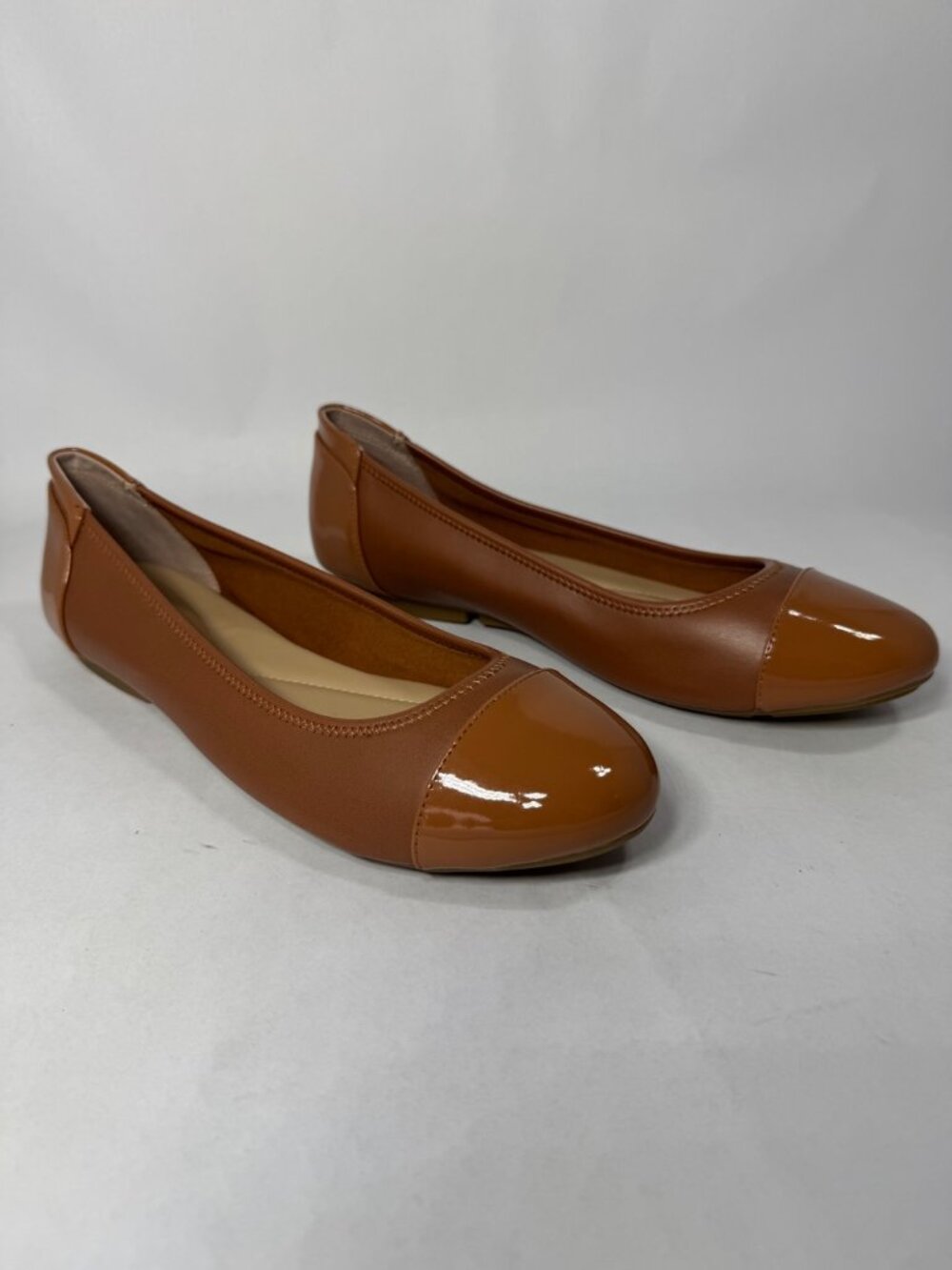 Alfani Women's 8 Step N Flex Brown Patent Leather Ballet Flats versatile stylish